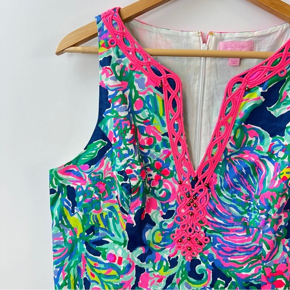 Lilly Pulitzer Escapade Ryder Shift Dress Tropical Green Blue Pink Size 12 - Picture 5 of 12